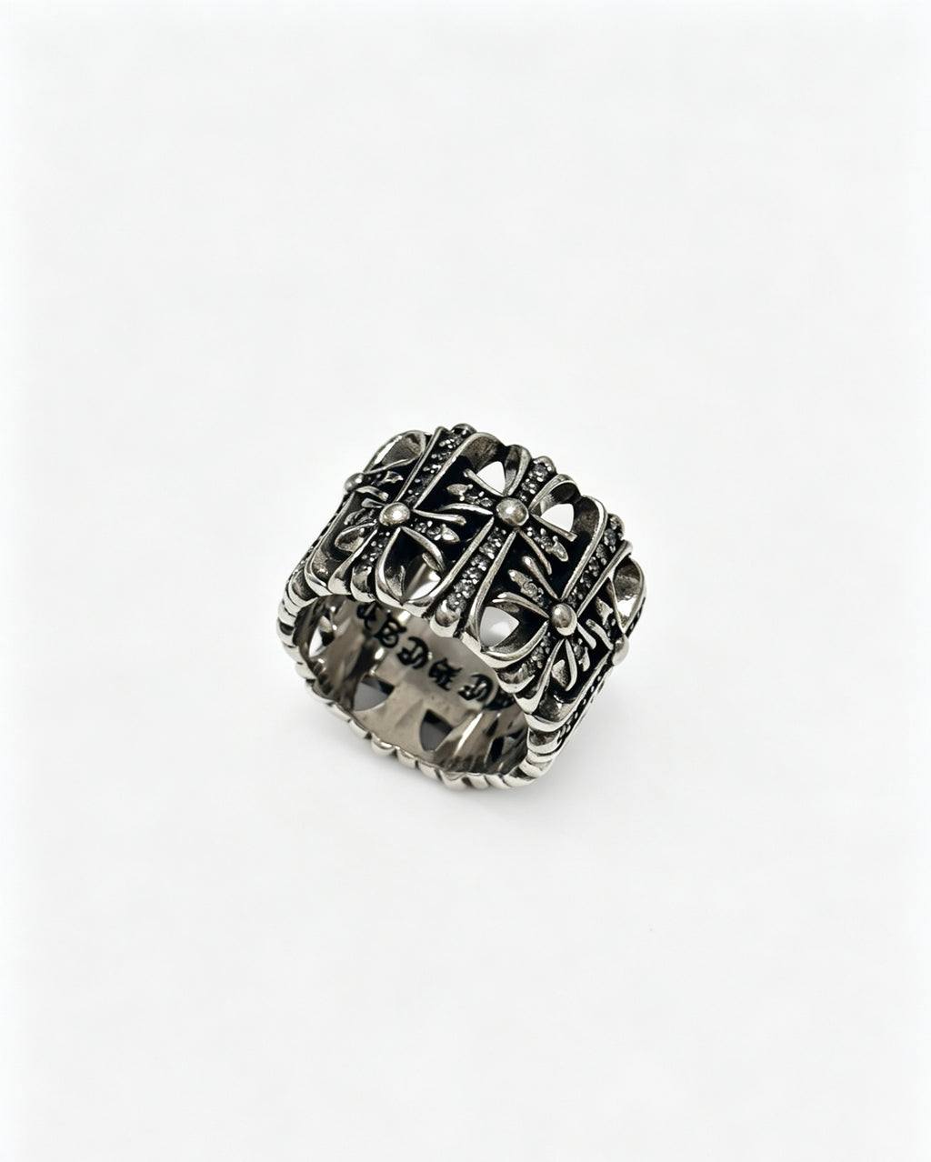 Signature Emblem Statement Ring in Polished Metal-Tone – Design 005 front product view