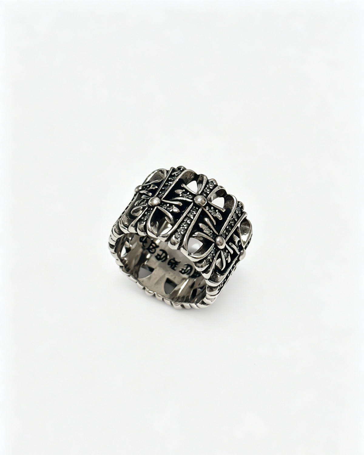 Signature Emblem Statement Ring in Polished Metal-Tone – Design 005 front product view