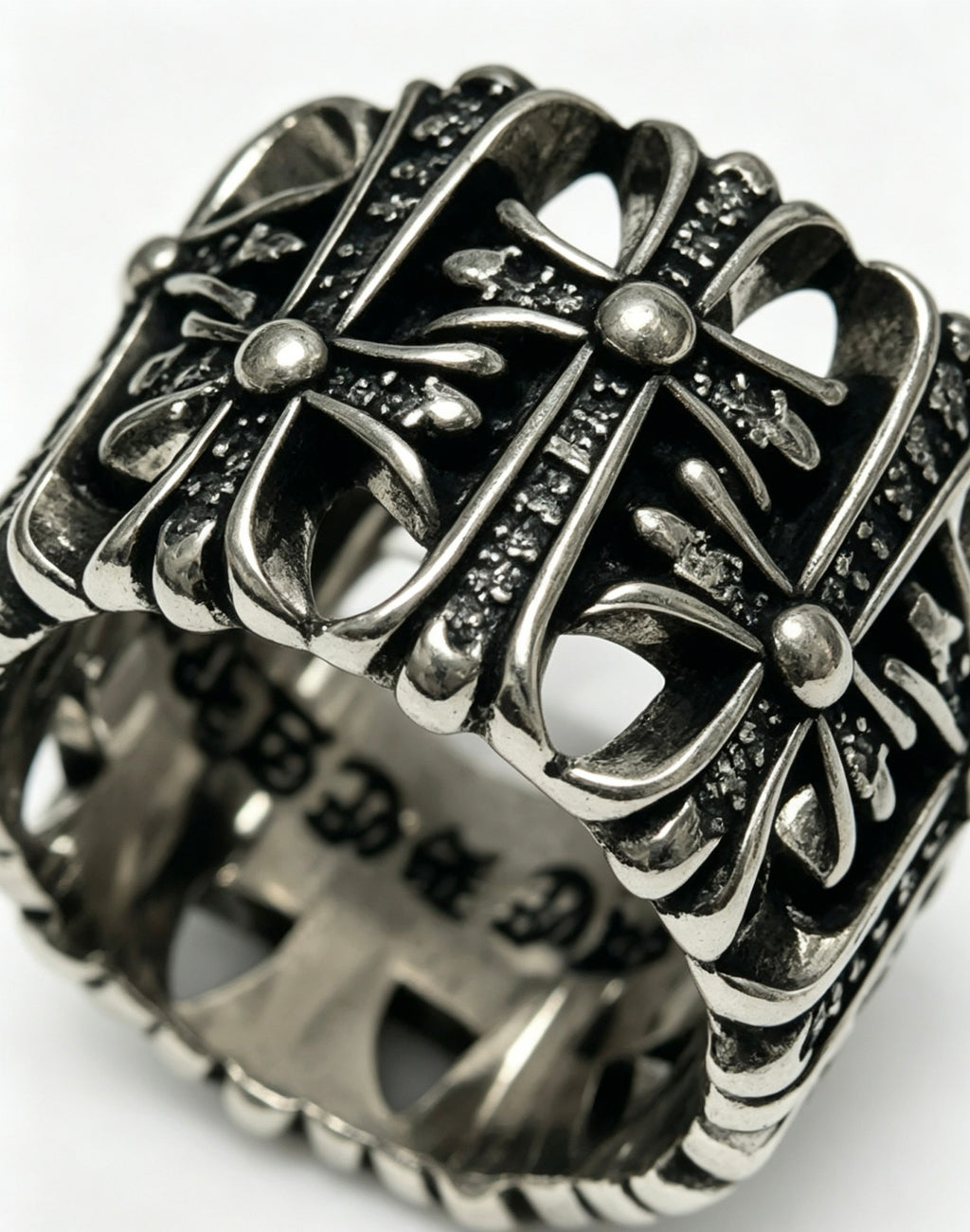 Signature Emblem Statement Ring in Polished Metal-Tone – Design 005 side detail