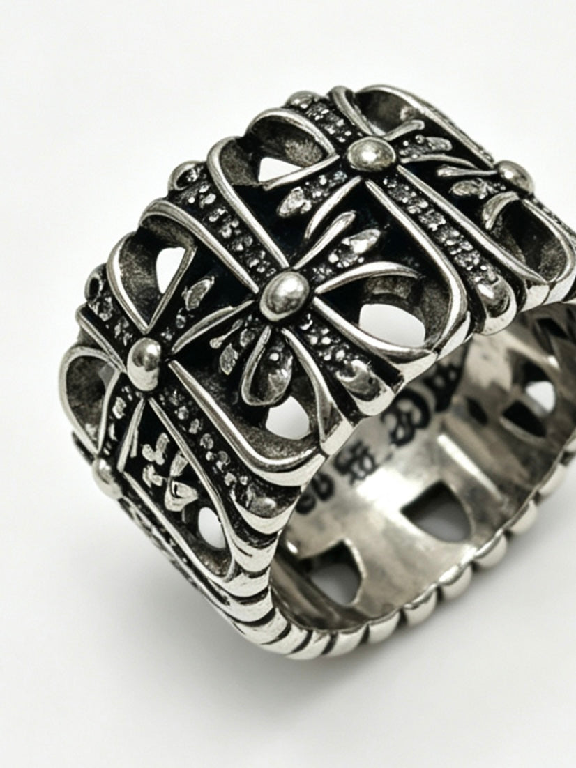 Signature Emblem Statement Ring in Polished Metal-Tone – Design 005 styled product view