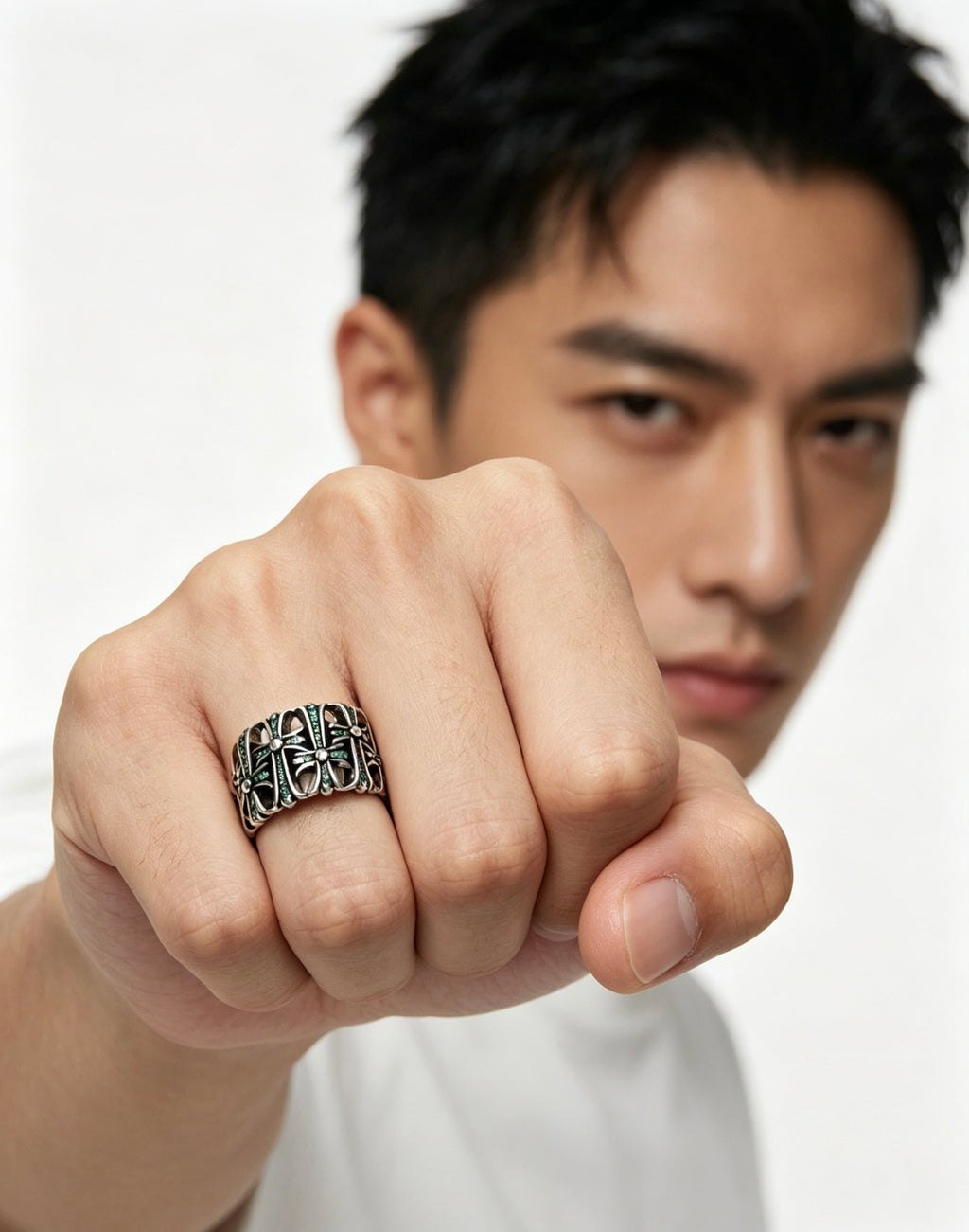 Cross Statement Ring in Metal-Tone – Design 03 detail view