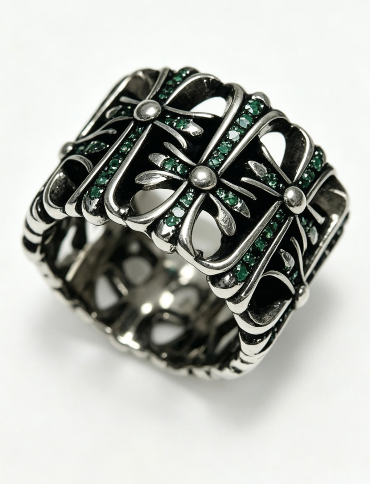 Signature Emblem Statement Ring in Polished Metal-Tone – Design 003 styled product view