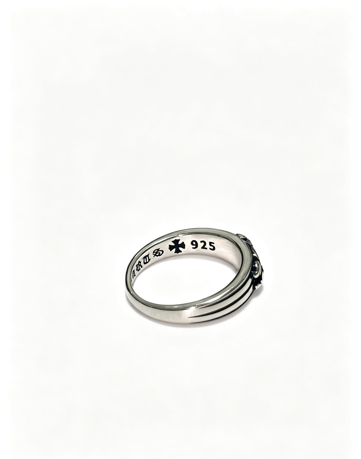 Signature Emblem Statement Ring in Polished Metal-Tone – Design 002 detail view