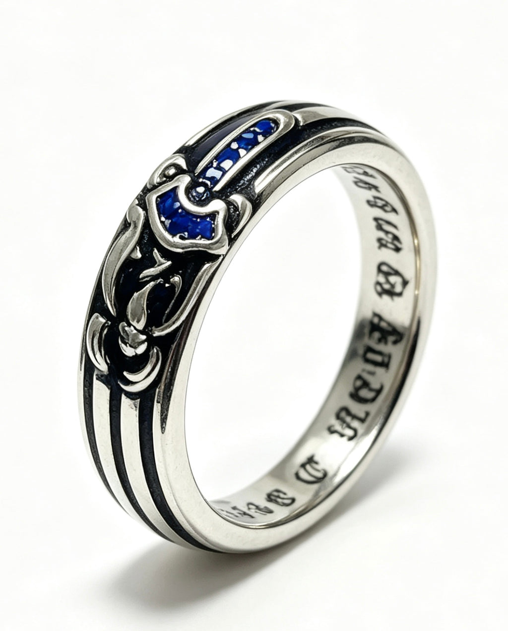 Signature Emblem Statement Ring in Polished Metal-Tone – Design 002 close-up detail