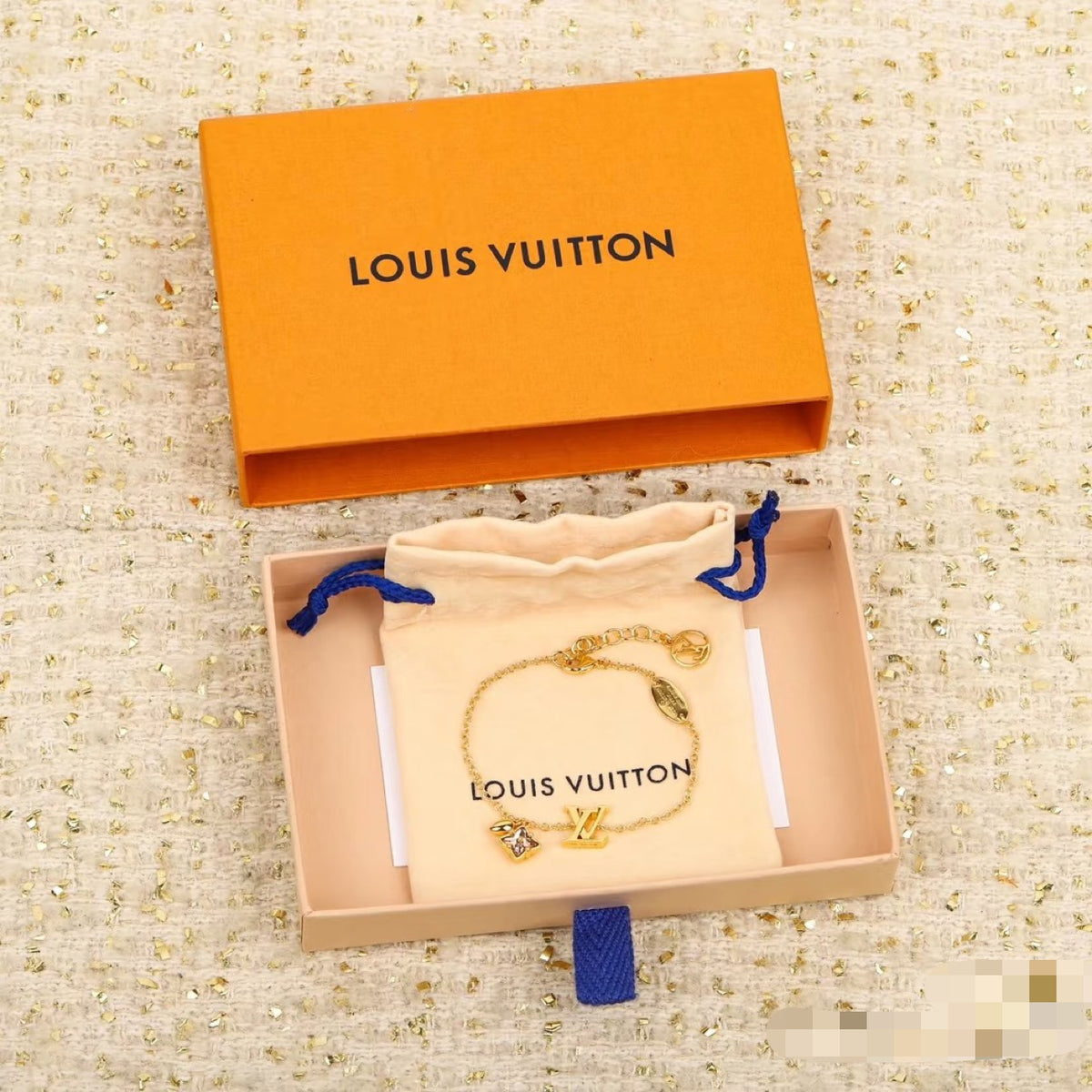 Letter Emblem Bracelet in Polished Metal-Tone – Design 001 front product view