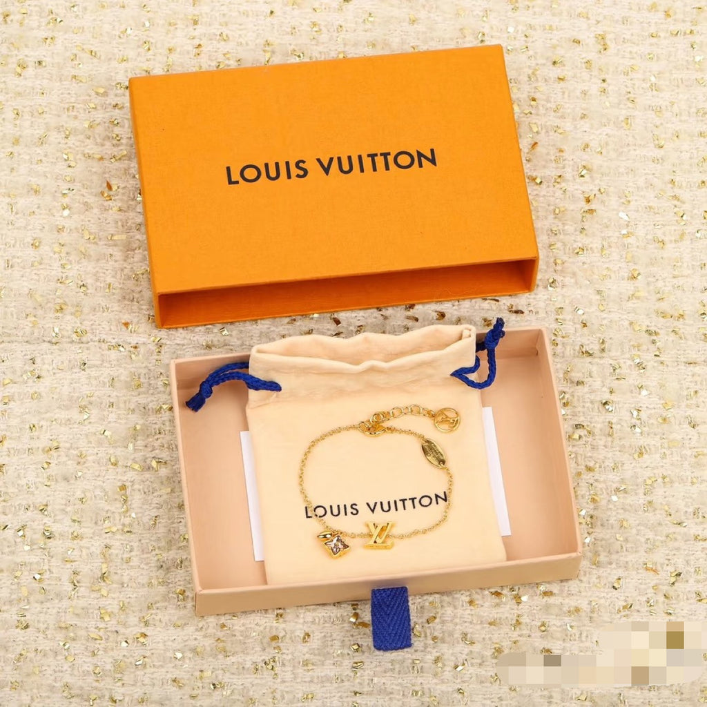 Letter Emblem Bracelet in Polished Metal-Tone – Design 003 front product view
