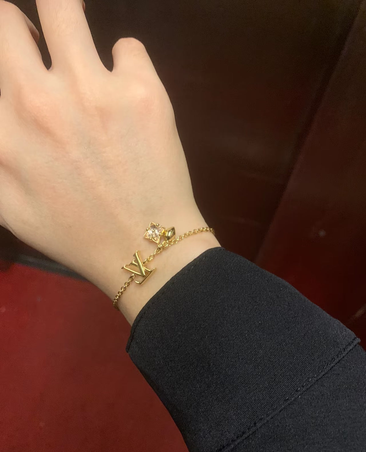 Letter Emblem Bracelet in Polished Metal-Tone – Design 001 close-up detail