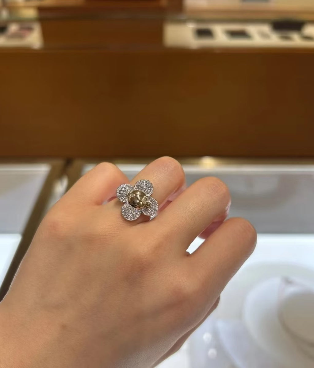 Sunflower Statement Ring in Polished Metal-Tone – Sunflower Detail side detail
