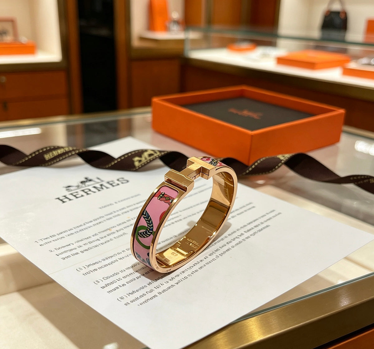 Horse Bangle in Gold-Tone – Enamel Detail – Design 005 side detail