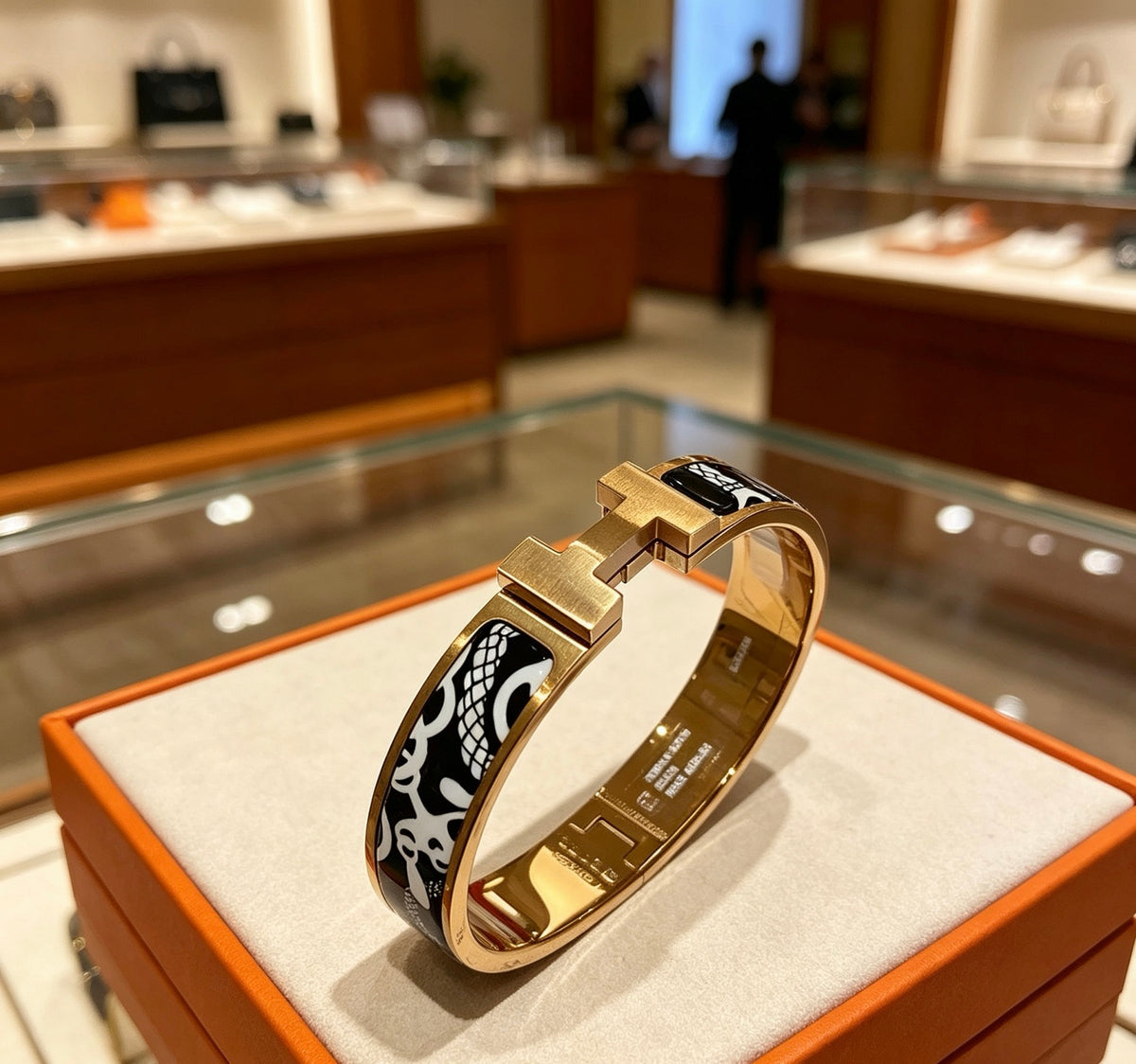 Horse Bangle in Gold-Tone – Enamel Detail – Design 003 main product view