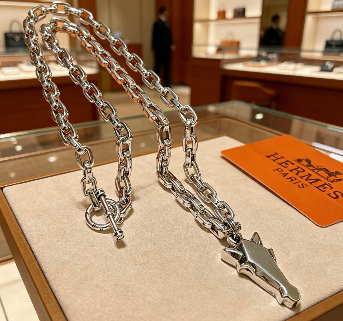 Horse Head Pendant Necklace in Polished Metal-Tone – Horse Head Detail – Design 002 main product view