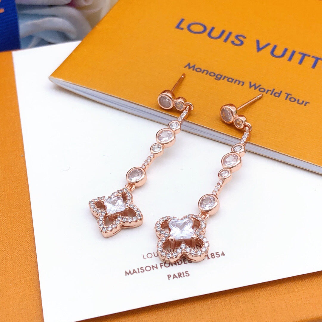 Geometric Emblem Stud Earrings in Rose-Gold-Tone – Rose Gold Detail – Design 002 main product view