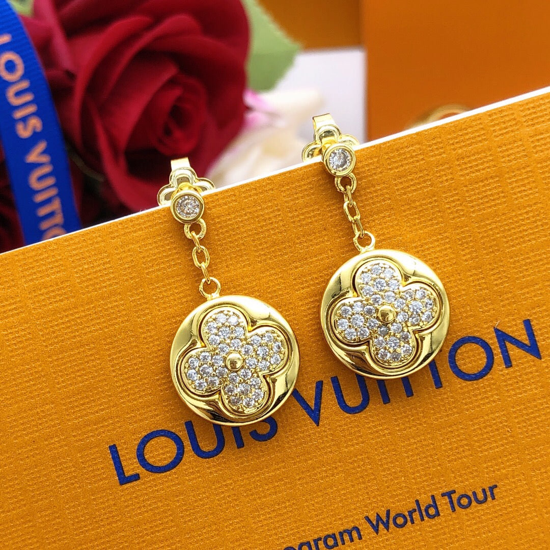 Round Stud Earrings in Gold-Tone – Design 001 styled product view