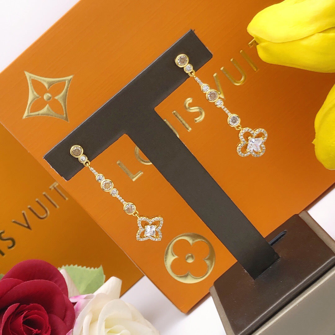 Geometric Emblem Stud Earrings in Gold-Tone – Design 001 front product view