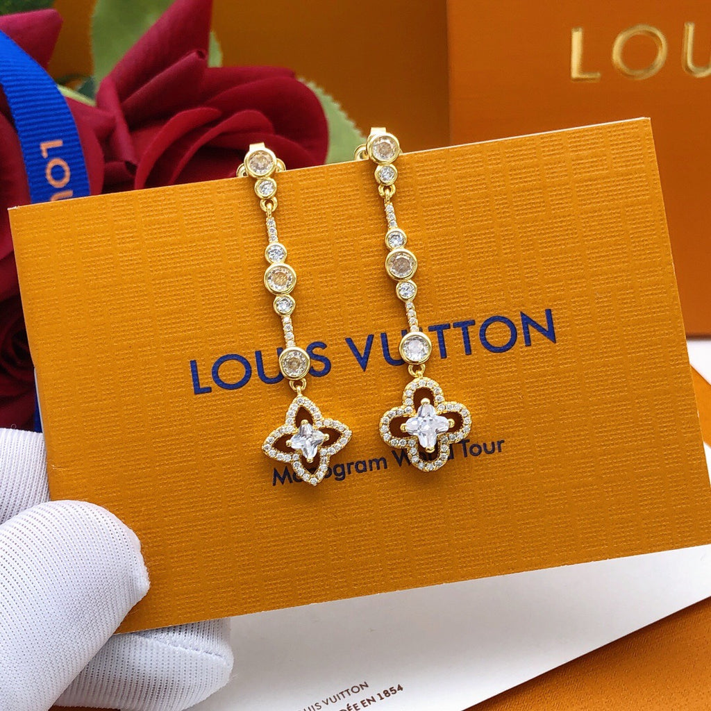Geometric Emblem Stud Earrings in Gold-Tone – Design 001 detail view