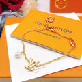 Geometric Emblem Bracelet in Gold-Tone – Pearl Detail main product view