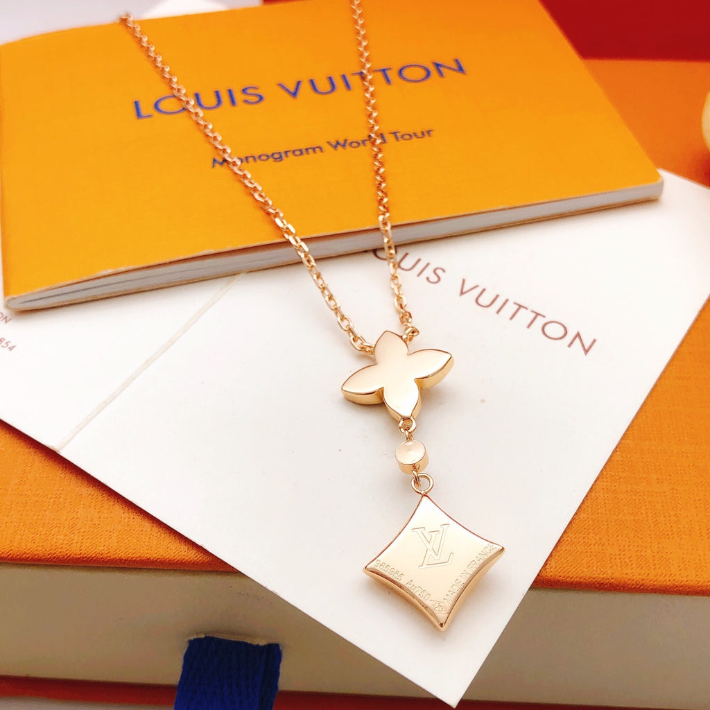 Geometric Emblem Pendant Necklace in Rose-Gold-Tone – Rose Gold Detail – Design 003 front product view