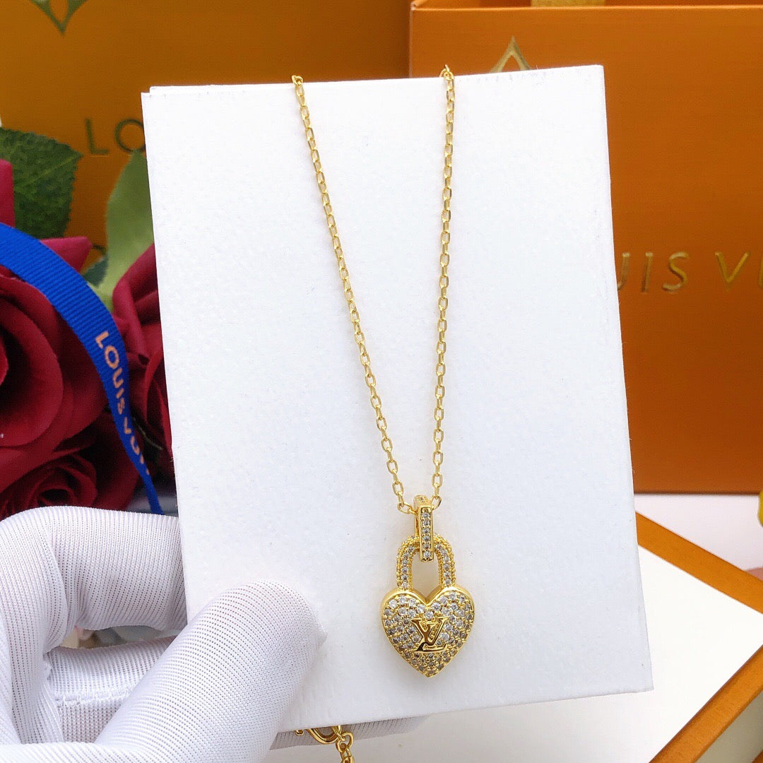 Heart Pendant Necklace in Gold-Tone – Design 002 main product view