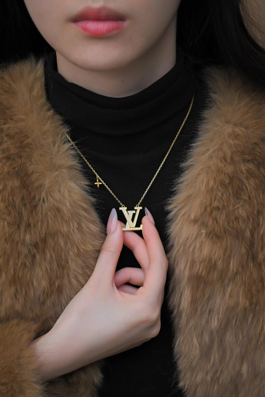 Geometric Emblem Pendant Necklace in Gold-Tone – Design 004 main product view