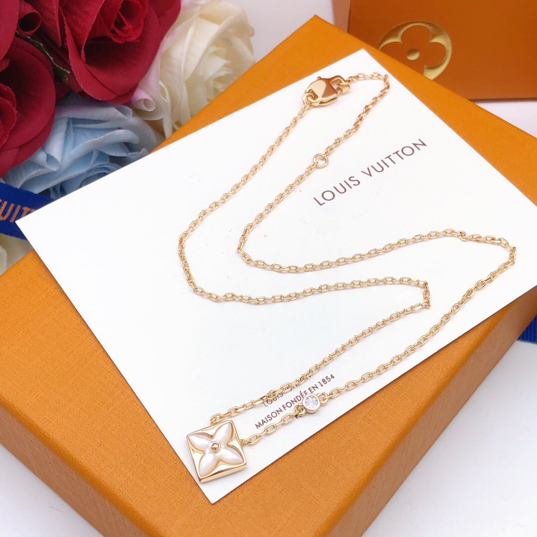 Geometric Emblem Pendant Necklace in Rose-Gold-Tone – Rose Gold Detail – Design 002 styled product view