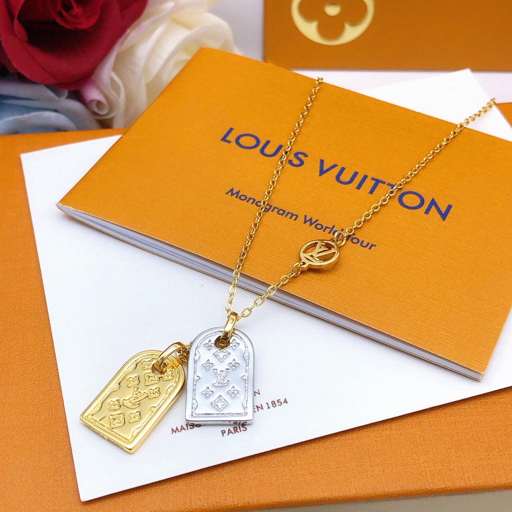 Geometric Emblem Pendant Necklace in Gold-Tone – Design 001 close-up detail