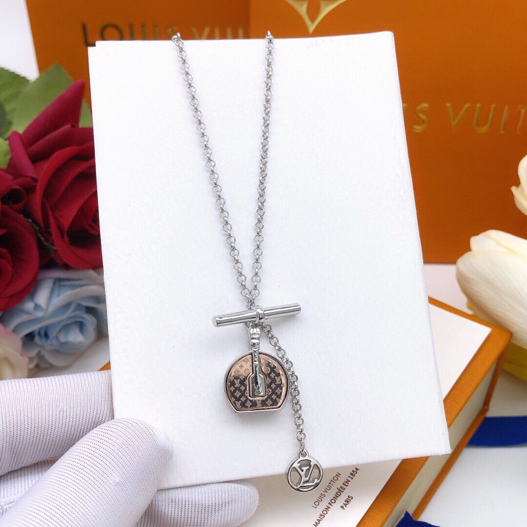 Bag Motif Pendant Necklace in Silver-Tone close-up detail