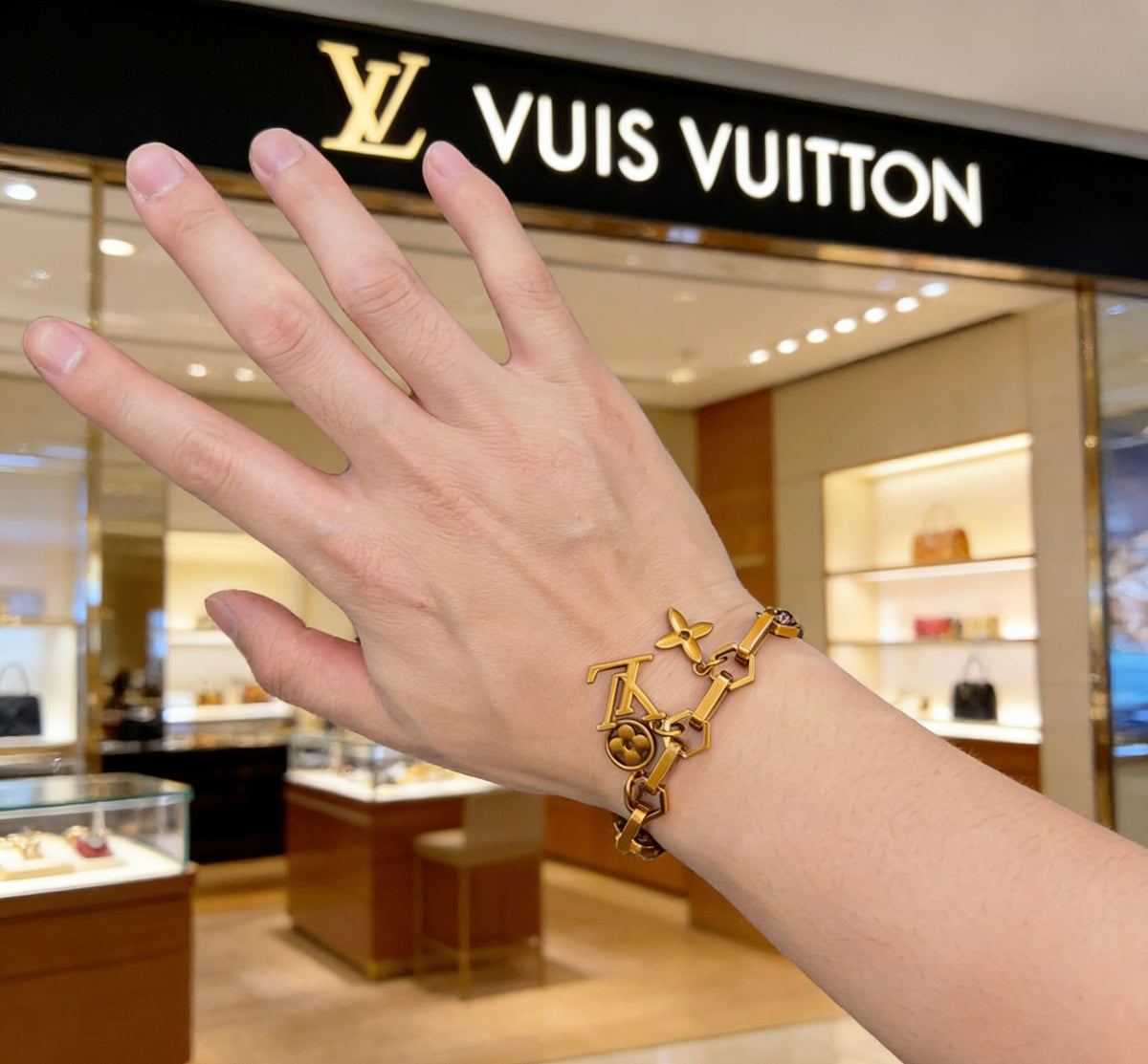 Geometric Emblem Leather-Detail Bracelet – Leather Detail – Design 004 main product view