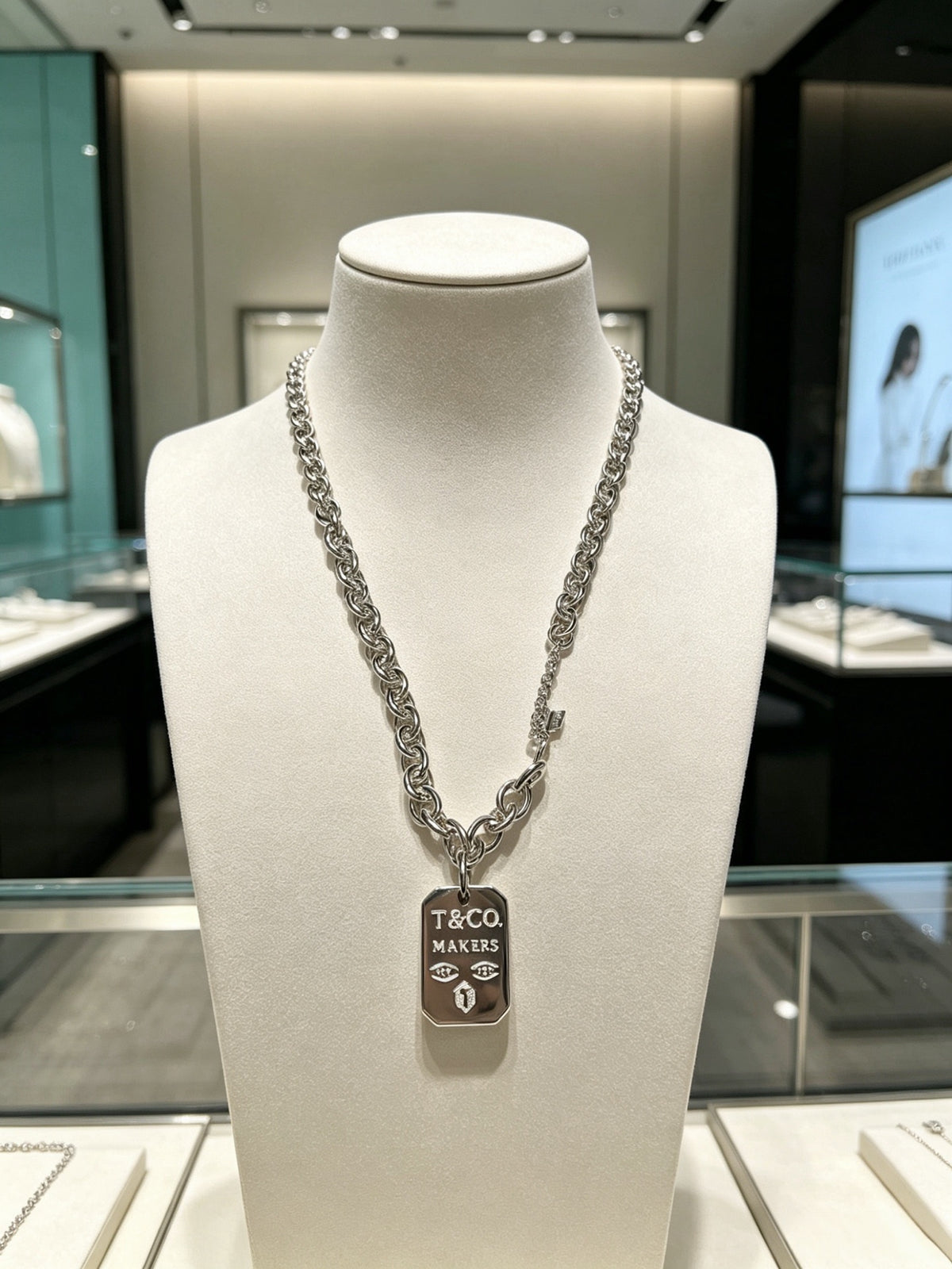 Signature Motif Pendant Necklace in Silver-Tone – Vintage Detail – Design 03 styled product view