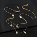 Letter Emblem Pendant Necklace in Polished Metal-Tone – Design 002 main product view