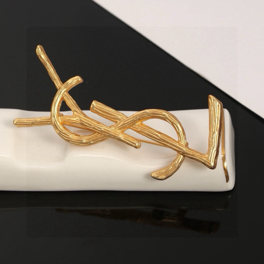 Geometric Emblem Brooch in Polished Metal-Tone – Design 003 main product view