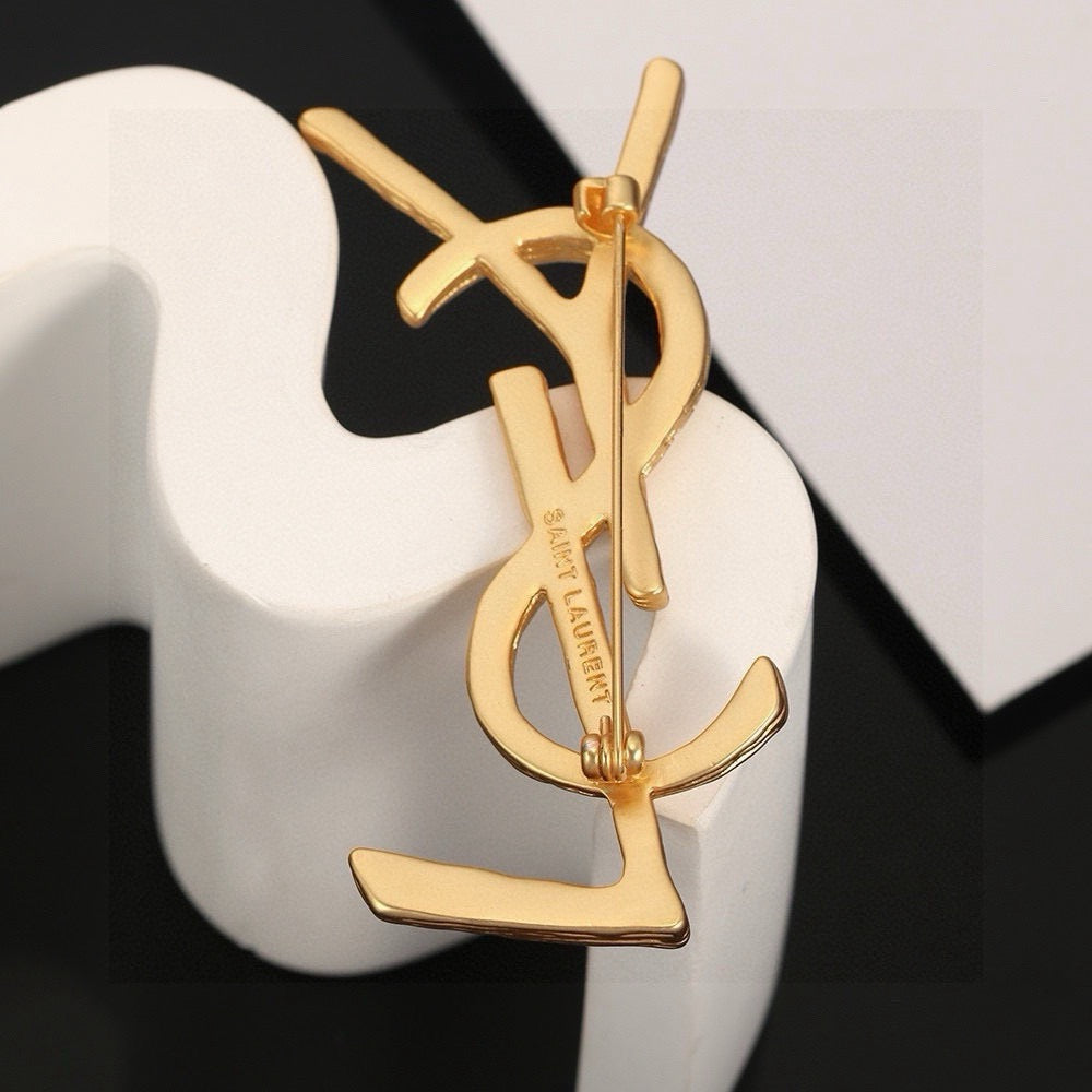 Geometric Emblem Brooch in Polished Metal-Tone – Design 003 detail view