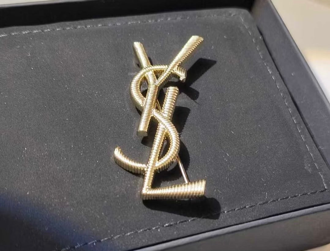 Geometric Emblem Brooch in Polished Metal-Tone – Design 002 detail view