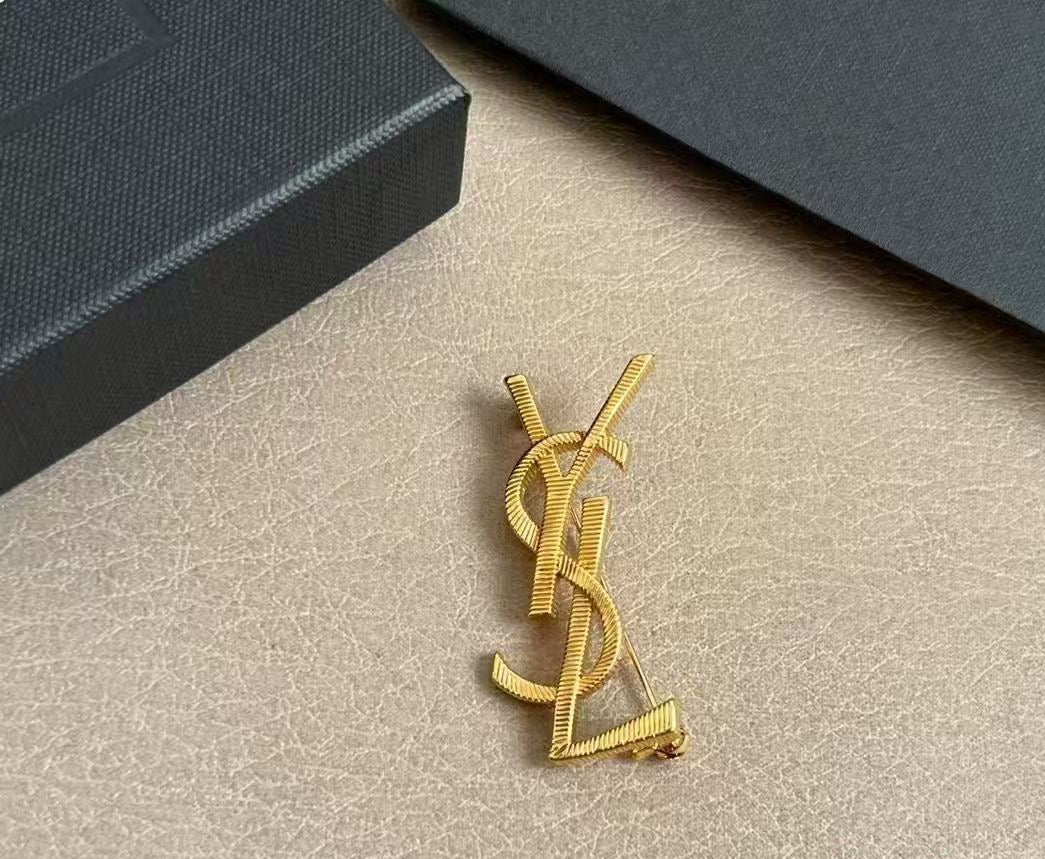 Geometric Emblem Brooch in Polished Metal-Tone – Design 002 front product view