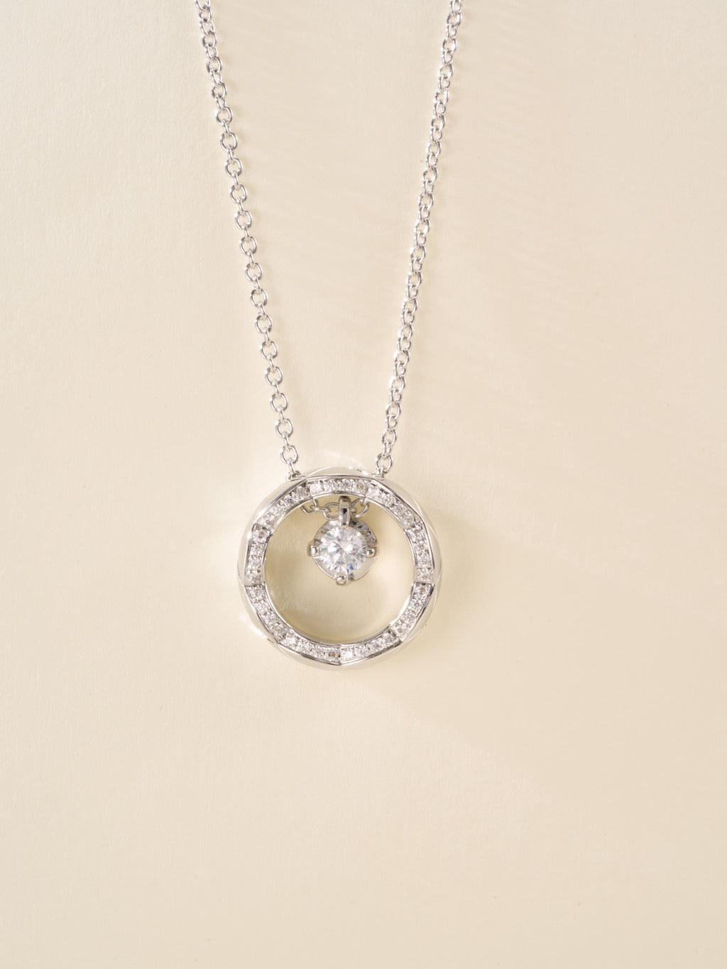 Signature Emblem Pendant Necklace in Polished Metal-Tone – Red Detail main product view