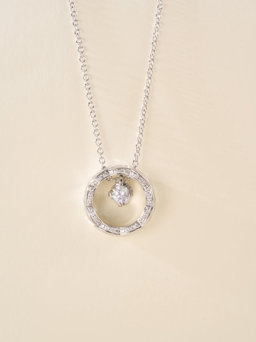 Signature Emblem Pendant Necklace in Polished Metal-Tone – Red Detail main product view