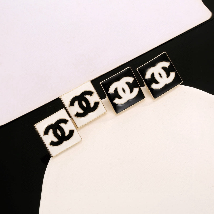 Double-C Emblem Stud Earrings in Gold-Tone – Design 003 main product view