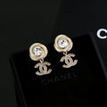 Double-C Emblem Stud Earrings in Gold-Tone – Design 001 main product view