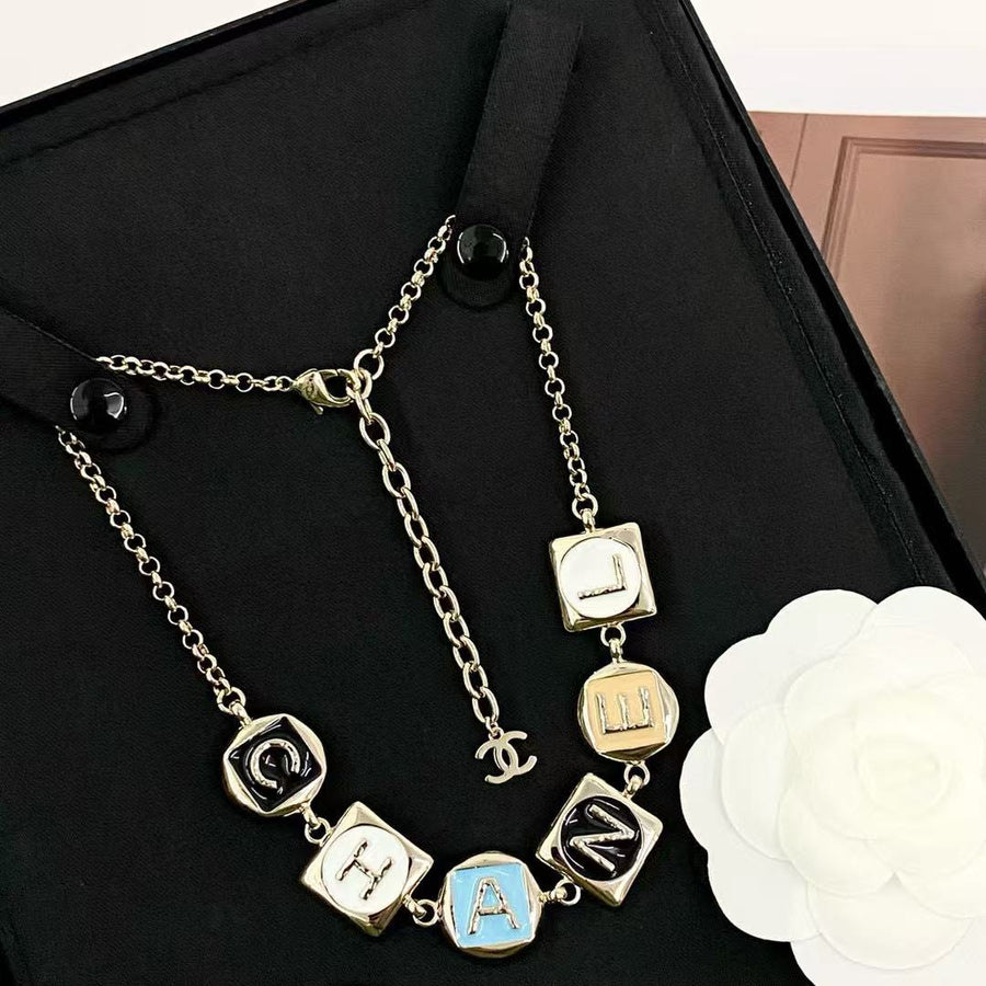Letter Pendant Necklace in Polished Metal-Tone – Design 001 main product view