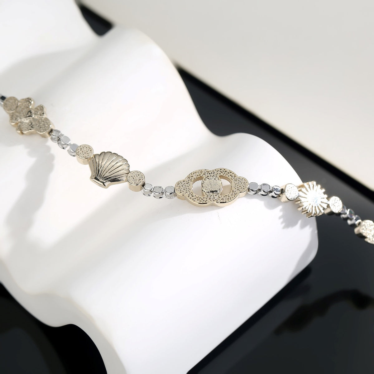 Double-C Emblem Pearl-Detail Pendant Necklace – Pearl Detail main product view
