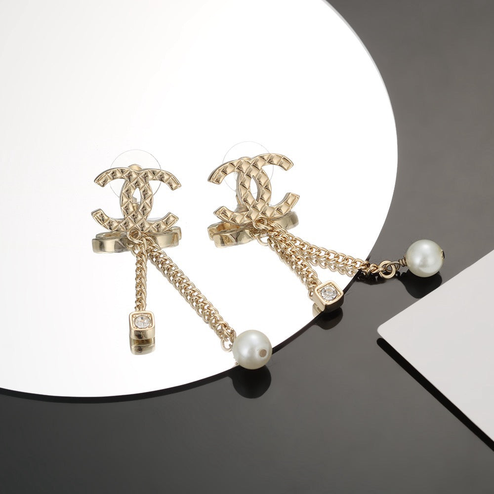 Signature Emblem Stud Earrings in Silver-Tone – Design 002 front product view