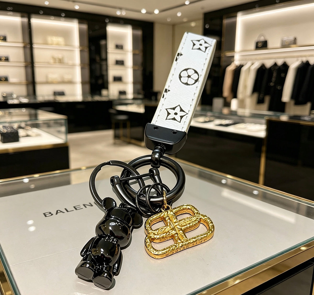 Key Jewelry Accessory in Polished Metal-Tone – Design 007 detail view