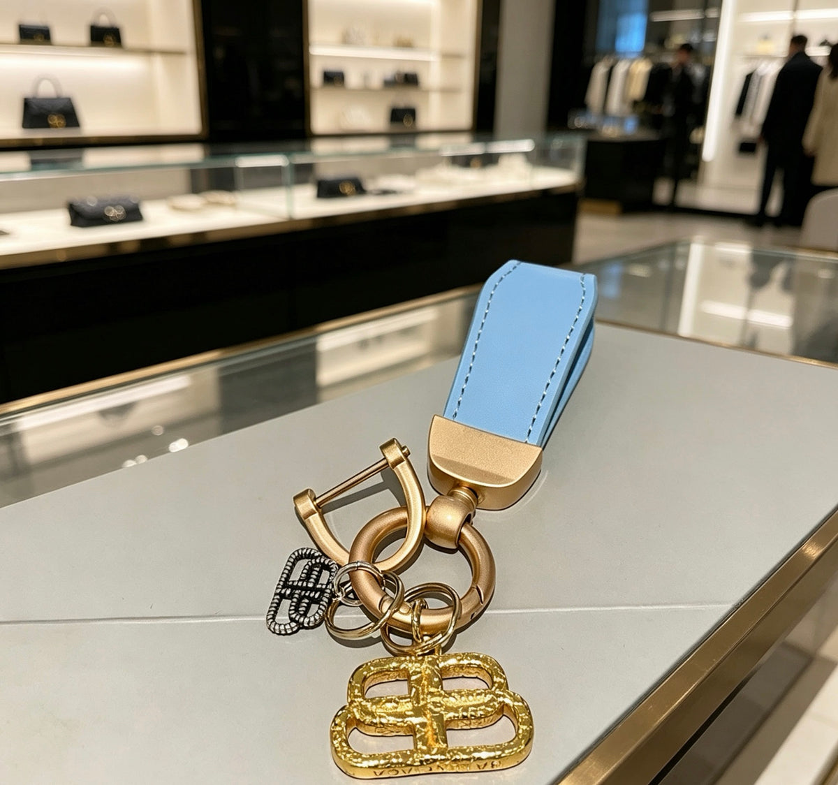 Key Jewelry Accessory in Polished Metal-Tone – Design 006 front product view