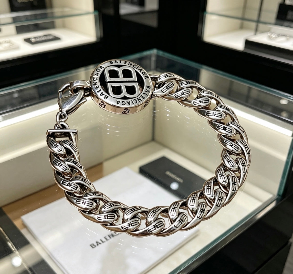 Geometric Emblem Bracelet in Polished Metal-Tone – Design 001 main product view