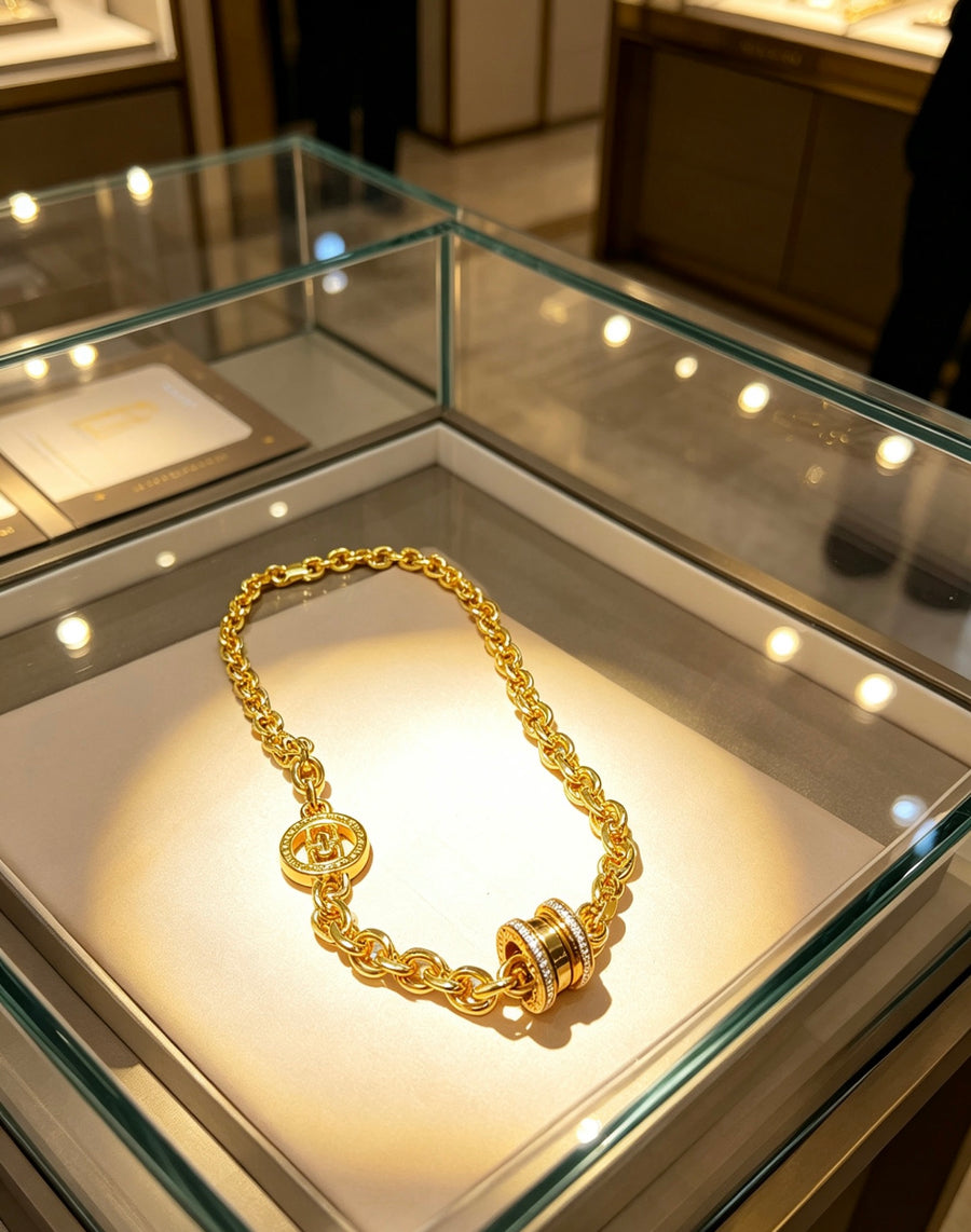 Geometric Emblem Statement Ring in Polished Metal-Tone – Design 011 main product view