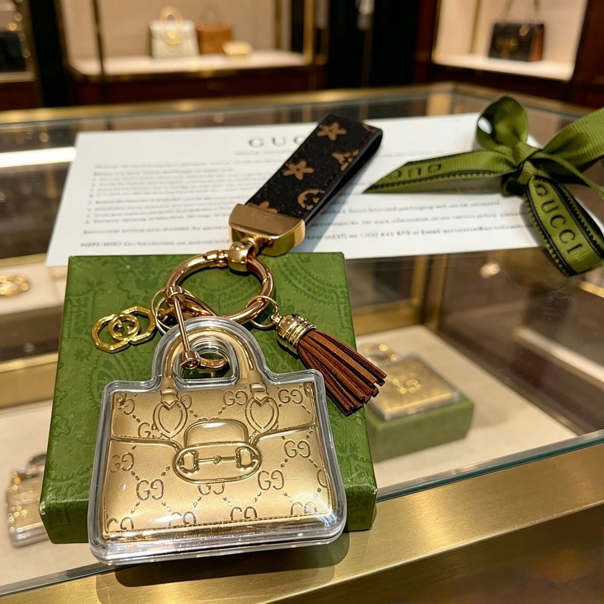 Double-G Emblem Keychain in Polished Metal-Tone – Design 001 styled product view