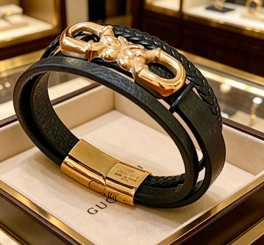 Double-G Emblem Bangle in Silver-Tone – Vintage Detail – Design 002 main product view