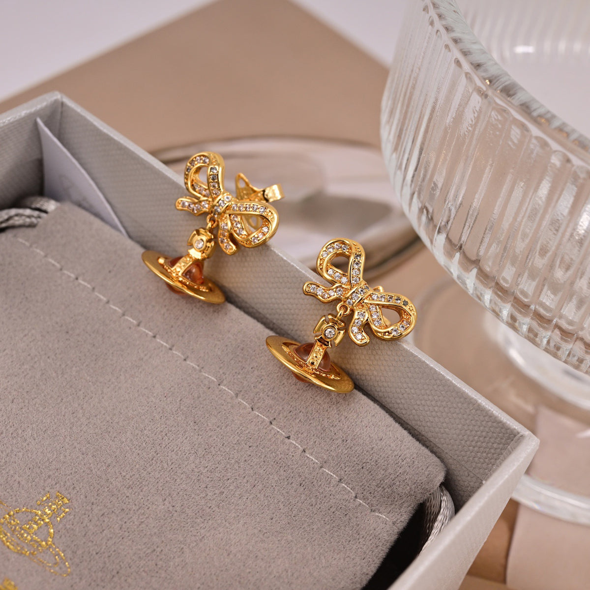 Orb Stud Earrings in Polished Metal-Tone – Design 007 close-up detail