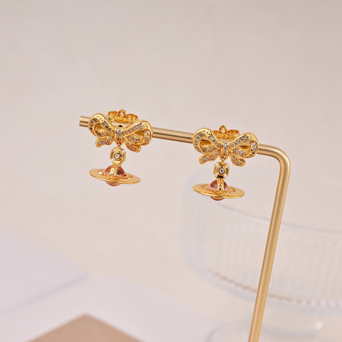Orb Stud Earrings in Polished Metal-Tone – Design 007 front product view