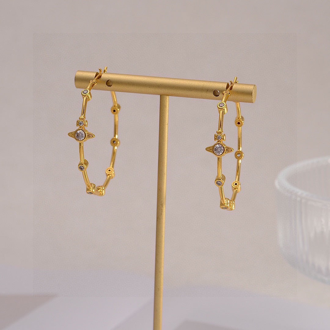 Orb Stud Earrings in Polished Metal-Tone – Design 006 styled product view