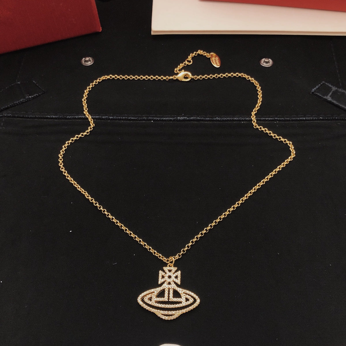 Orb Pendant Necklace in Polished Metal-Tone – Design 018 front product view